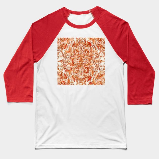 Art Nouveau Pattern in Pumpkin Spice Baseball T-Shirt by micklyn